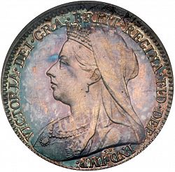 Large Obverse for Threepence 1893 coin