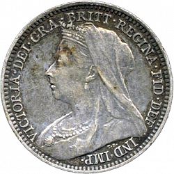 Large Obverse for Threepence 1896 coin
