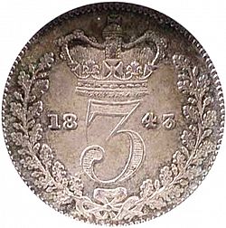 Large Reverse for Threepence 1843 coin