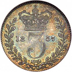 Large Reverse for Threepence 1857 coin