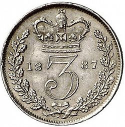 Large Reverse for Threepence 1887 coin