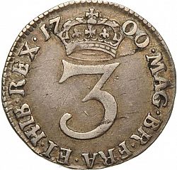 Large Reverse for Threepence 1700 coin