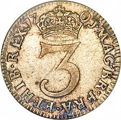 Large Reverse for Threepence 1701 coin