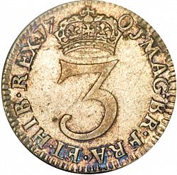 Large Reverse for Threepence 1701 coin