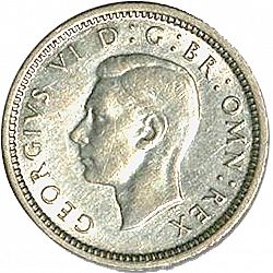 Large Obverse for Threepence 1943 coin