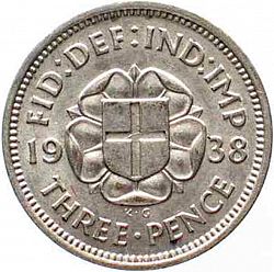 Large Reverse for Threepence 1938 coin