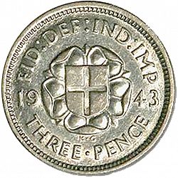 Large Reverse for Threepence 1943 coin