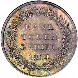 Large Reverse for Three Shillings 1814 coin