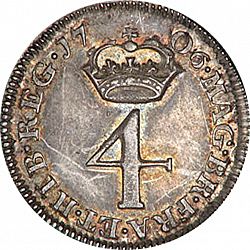 Large Reverse for Fourpence 1706 coin