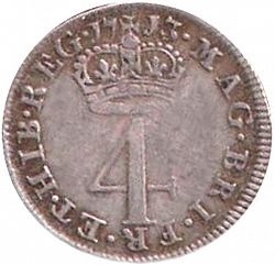 Large Reverse for Fourpence 1713 coin