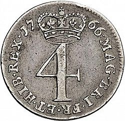 Large Reverse for Fourpence 1766 coin