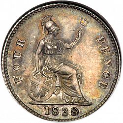 Large Reverse for Groat 1838 coin