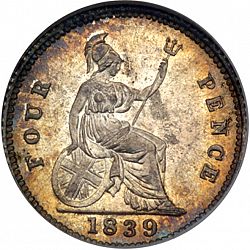 Large Reverse for Groat 1839 coin
