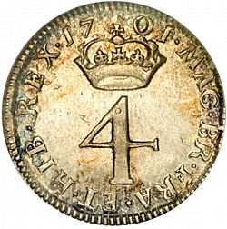 Large Reverse for Fourpence 1701 coin