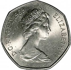 Large Obverse for 50p 1969 coin