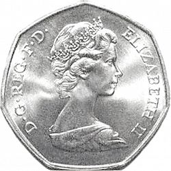 Large Obverse for 50p 1973 coin