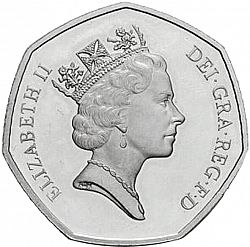 Large Obverse for 50p 1992 coin