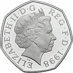 Large Obverse for 50p 1998 coin