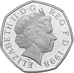 Large Obverse for 50p 1998 coin