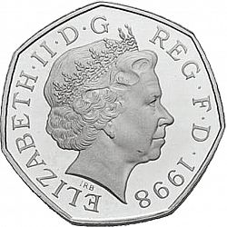 Large Obverse for 50p 1998 coin