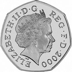 Large Obverse for 50p 2000 coin