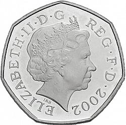 Large Obverse for 50p 2002 coin