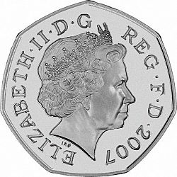 Large Obverse for 50p 2007 coin