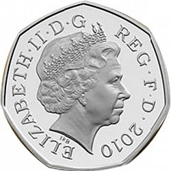 Large Obverse for 50p 2010 coin