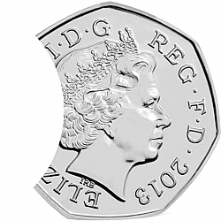 Large Obverse for 50p 2013 coin