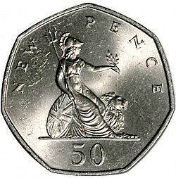 Large Reverse for 50p 1969 coin