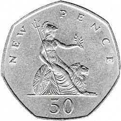 Large Reverse for 50p 1970 coin