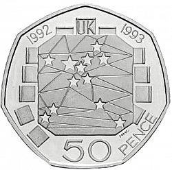 Large Reverse for 50p 1992 coin