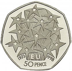 Large Reverse for 50p 1998 coin