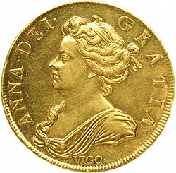 Large Obverse for Five Guineas 1703 coin