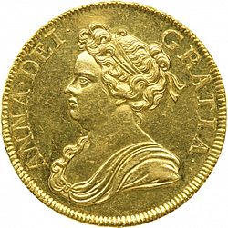 Large Obverse for Five Guineas 1714 coin