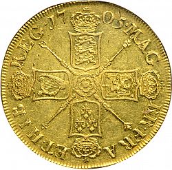 Large Reverse for Five Guineas 1705 coin