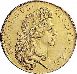 Large Obverse for Five Guineas 1701 coin