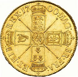 Large Reverse for Five Guineas 1700 coin
