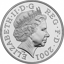 Large Obverse for £5 2001 coin