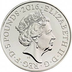 Large Obverse for £5 2016 coin