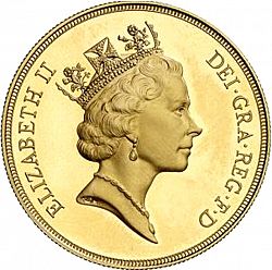 Large Obverse for Five Pounds 1990 coin