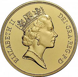 Large Obverse for Five Pounds 1991 coin