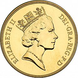 Large Obverse for Five Pounds 1993 coin