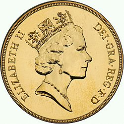 Large Obverse for Five Pounds 1993 coin