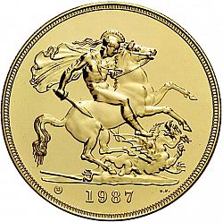 Large Reverse for Five Pounds 1987 coin