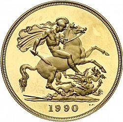 Large Reverse for Five Pounds 1990 coin