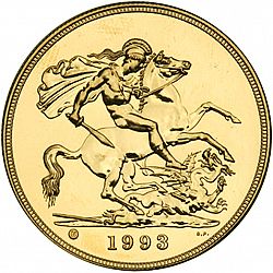 Large Reverse for Five Pounds 1993 coin
