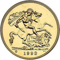 Large Reverse for Five Pounds 1993 coin