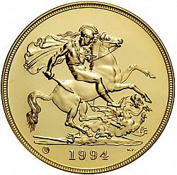Large Reverse for Five Pounds 1994 coin