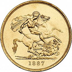 Large Reverse for Five Pounds 1887 coin